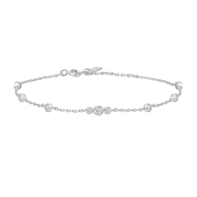 Ania Haie Silver Bezel Set CZ Station Bracelet