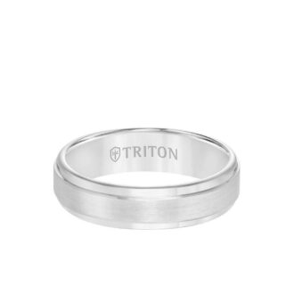 Triton Men's Wedding Band 6mm in White Tungsten Carbide Satin Finish Center