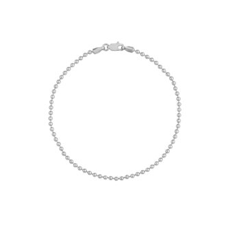 Bead Chain Bracelet 7.5" in 14k White Gold