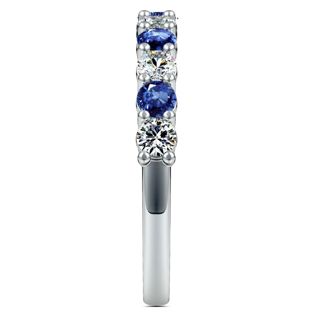 Anniversary Band with 1/4ct Diamonds and 1/3ct Sapphires in 14k White Gold