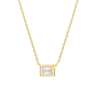 Ania Haie Sparkling Bezel Cube Necklace in Yellow Gold Plate