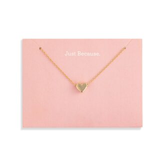 Yellow Gold Puffy Heart Pendant Necklace, "Just Because," 18"