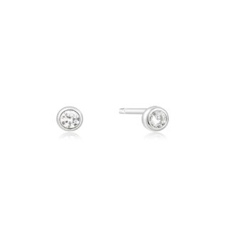 Ania Haie Bezel-Set Cubic Zirconia Stud Earrings in Sterling Silver