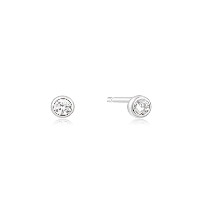 Ania Haie Bezel-Set Cubic Zirconia Stud Earrings in Sterling Silver