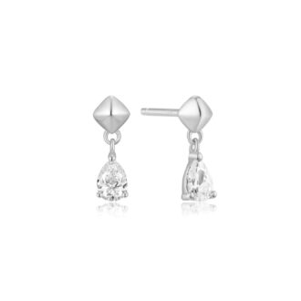 Ania Haie Silver Pyramid Dangle Stud Earrings