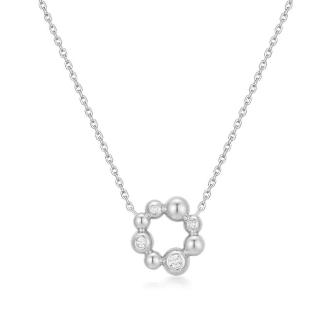 Ania Haie Silver Asymmetric Beaded Circle Necklace