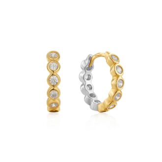Ania Haie Two-Tone Reversible Bezel CZ Huggie Hoops
