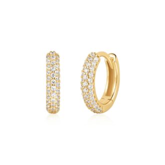 Ania Haie Pave CZ Huggie Hoop Earrings in Silver and Gold