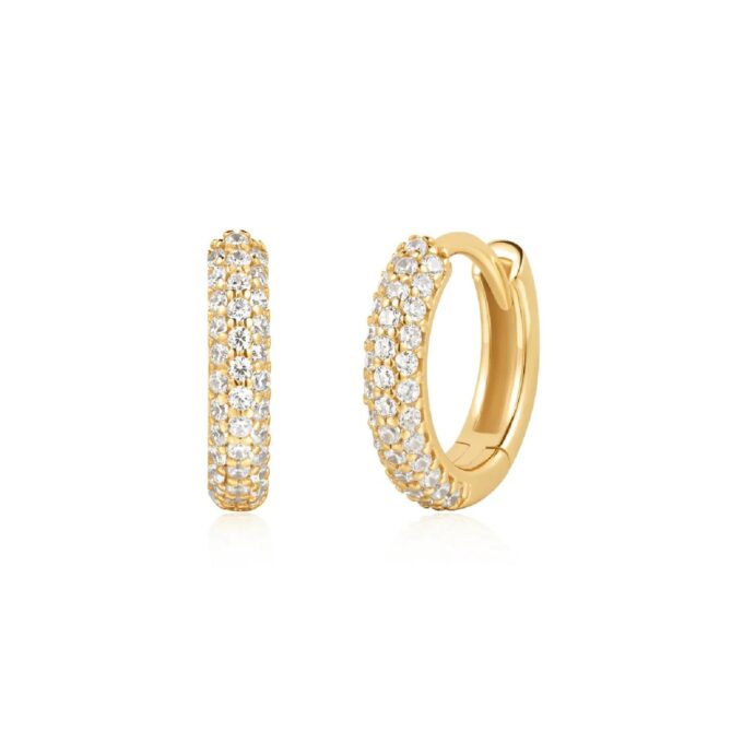 Ania Haie Pave CZ Huggie Hoop Earrings in Silver and Gold