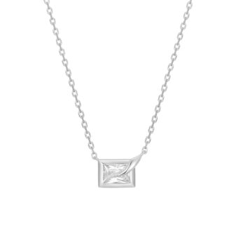 Ania Haie Sparkling Bezel Cube Necklace in Sterling Silver