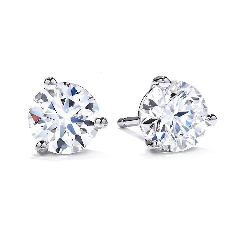 Hearts on Fire 3 Prong Diamond Stud Earrings 1.06ctw in 18k White Gold