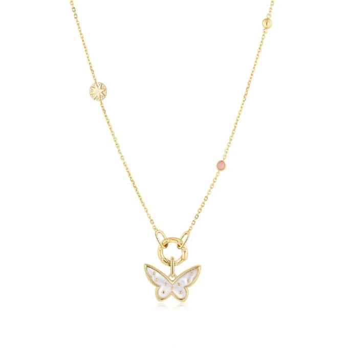 Ania Haie 21" Yellow Gold Plated Butterfly Charm Necklace Bundle