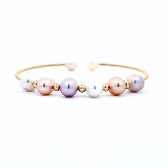 Yellow Freshwater Multi-Pearl Spring Cuff Bracelet