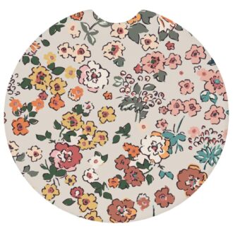 Vintage Floral Ceramic Car Coaster Set