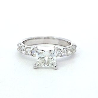Semi Mount Engagement Ring with .62ctw Round Diamonds in 14k White Gold for 2ct Center Stone
