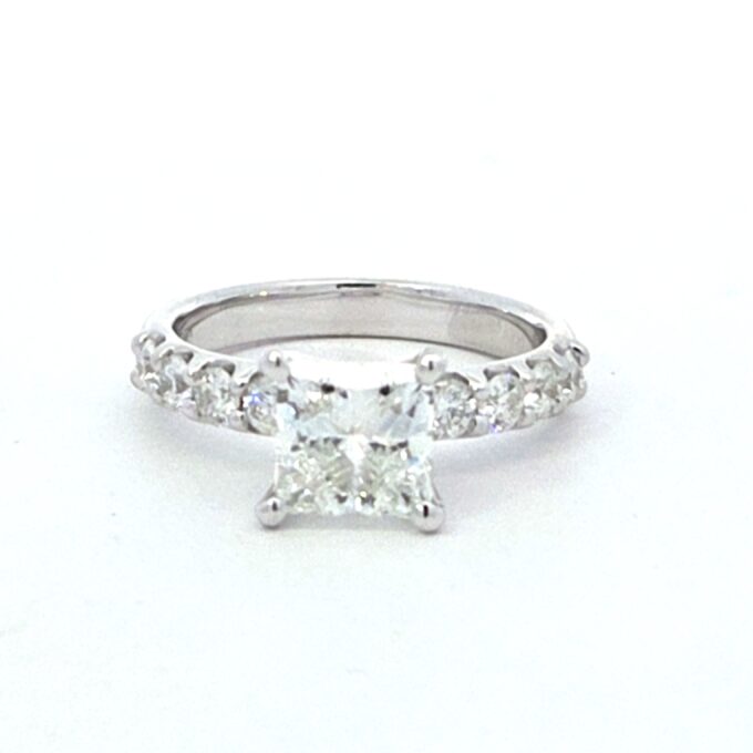 Semi Mount Engagement Ring with .62ctw Round Diamonds in 14k White Gold for 2ct Center Stone