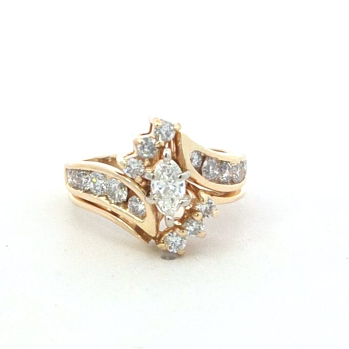 Pre-Owned 14K Yellow Gold Interlocking Bridal Set with 0.75ctw Diamonds