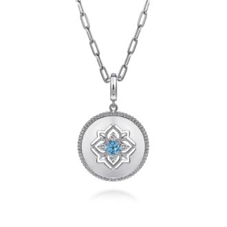 Gabriel Bujukan Medallion Pendant with Blue Topaz and White Sapphire