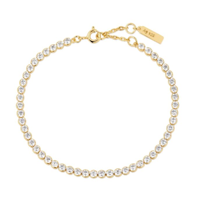 Ania Haie 7" Bezel Set CZ Tennis Bracelet in Silver and Gold