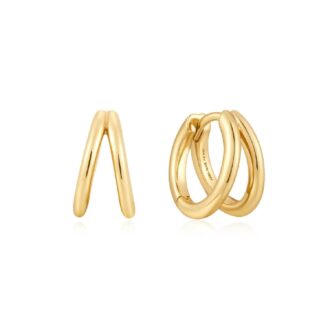 Ania Haie Gold Plated Double Huggie Hoop Earrings