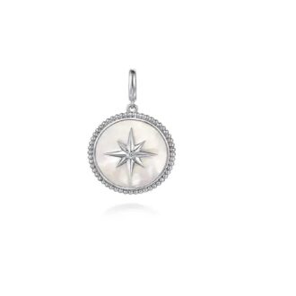 Starburst Necklace with White Sapphire and Mother of Pearl in Sterling Silver
