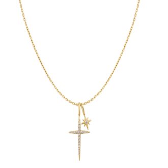 Ania Haie Silver & Gold Dancing Star Cross Charm Necklace