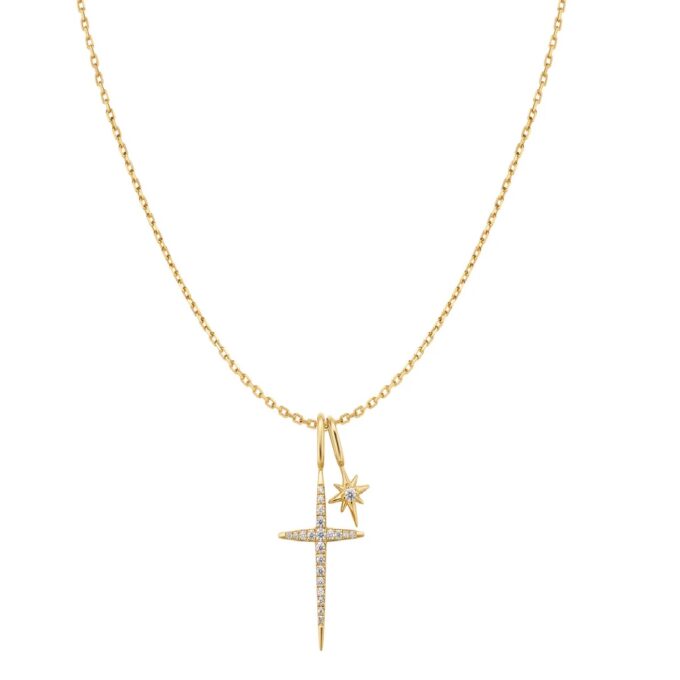 Ania Haie Silver & Gold Dancing Star Cross Charm Necklace