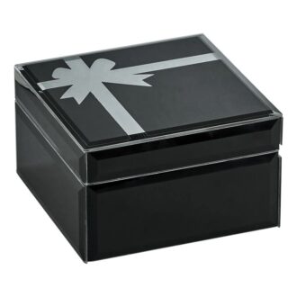 Elegant Onyx Glass Box with Bow - 5.75 x 3.5 Inches