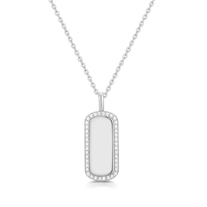 Ania Haie Silver Sparkling Dog Tag Drop Pendant