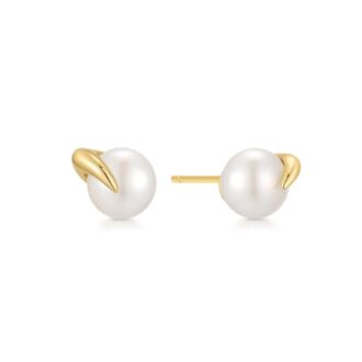 Ania Haie Yellow Gold-Plated Pearl Claw Stud Earrings