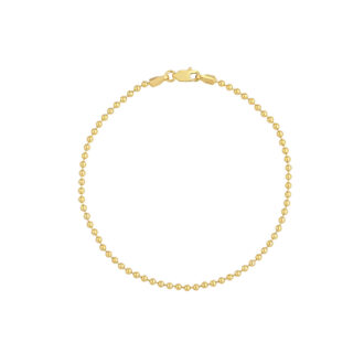 14K Yellow Gold 2mm Bead Bracelet 7.5"