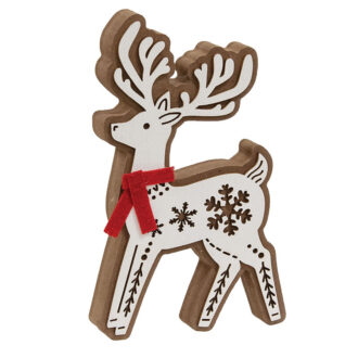 6.25" Laser Cut Wooden Snowflake Reindeer Decorative Accent Piece