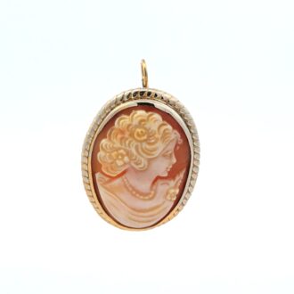 Elegant 14K Yellow Gold Cameo Pendant/Brooch