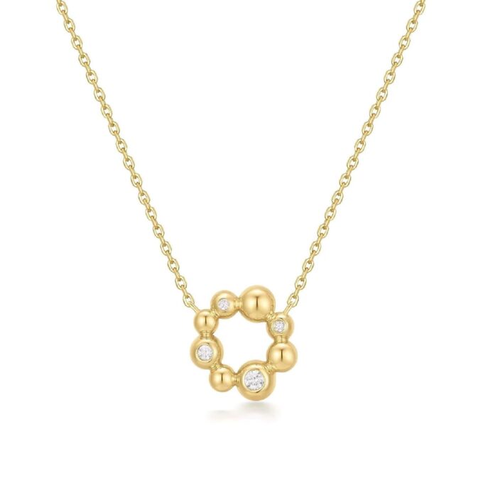 Ania Haie Asymmetric Beaded Circle Necklace in Yellow Gold Plate