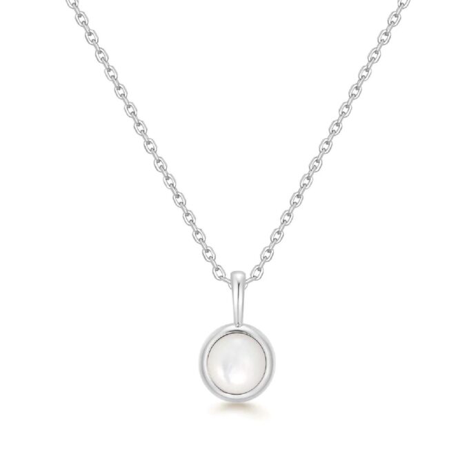 Ania Haie Silver Round Mother of Pearl Drop Pendant