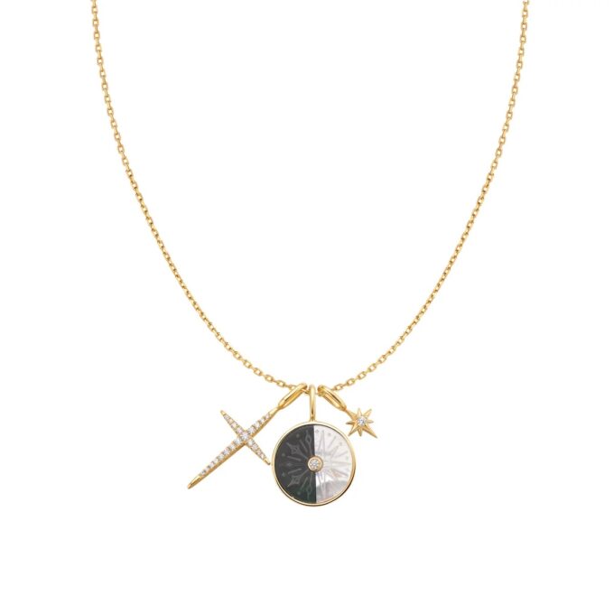 Ania Haie Silver and Gold Dancing Star Cross Charm Necklace