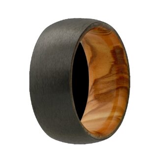 7mm Satin Finish Zirconium Wedding Band with Wood Sleeve