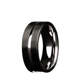 Stylish 8mm Flat Carbon Fiber Ring with Polished Center Inlay