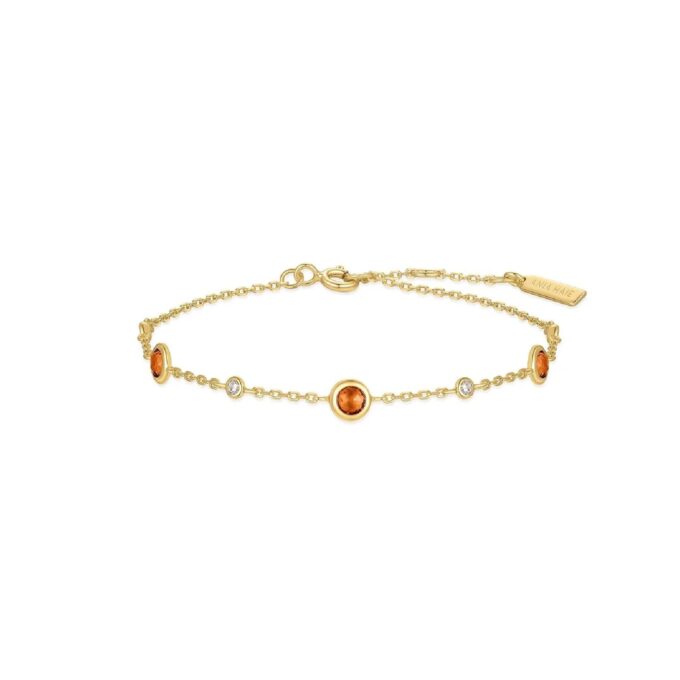 Ania Haie Yellow Gold-Plated Orange Nano Gem Station Bracelet