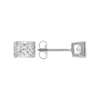 Sparkling Square Bezel Set CZ Stud Earrings in Sterling Silver