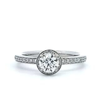 Hearts on Fire Vela Timeless Hidden Halo Engagement Ring with .72ctw Diamonds in Platinum