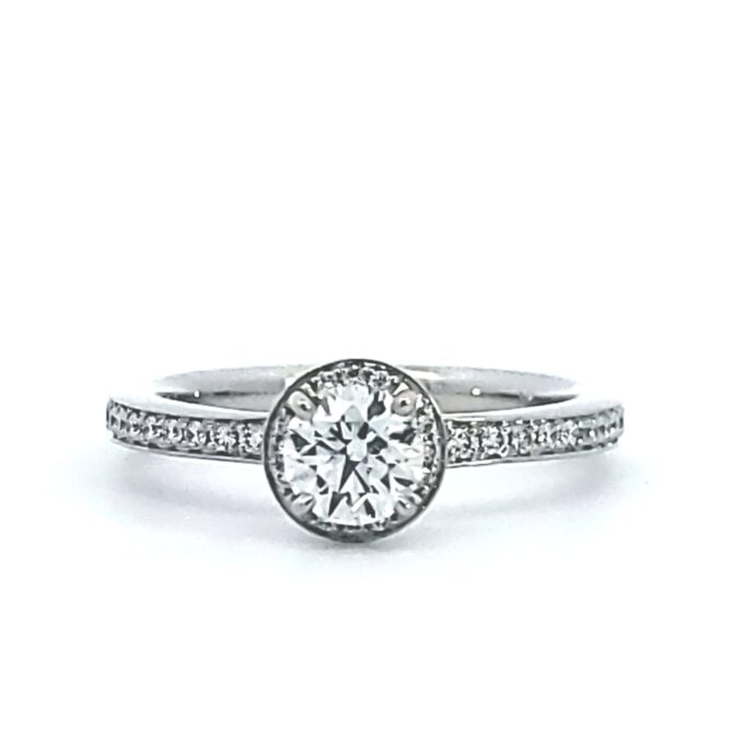 Hearts on Fire Vela Timeless Hidden Halo Engagement Ring with .72ctw Diamonds in Platinum