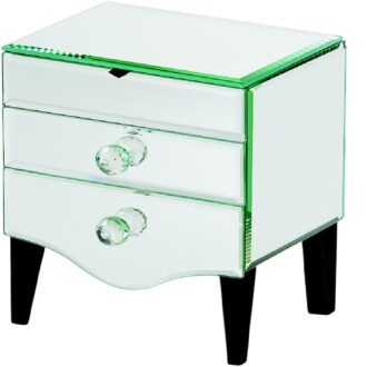 Elegant 2-Drawer Jewelry Box with Mirror and Glass Accents