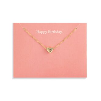 Celebrate in style with this "Happy Birthday" Puffy Heart Pendant on an 18-inch chain, perfect for gifting!