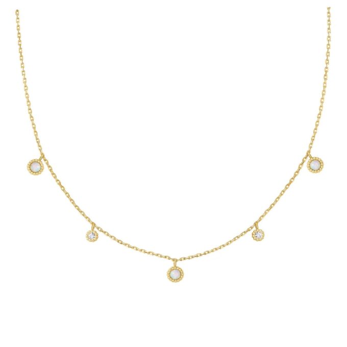 Ania Haie 16" Yellow Gold Plate Kyoto Opal Station Necklace