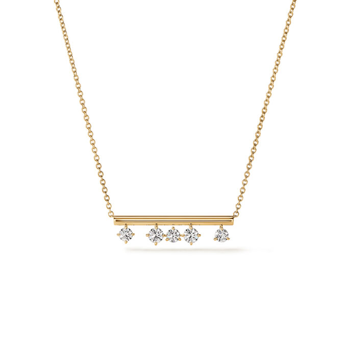 Hearts on Fire Floating Bar Pendant with .53ctw Round Diamonds in 18k Yellow Gold