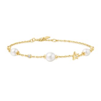 Ania Haie Yellow Gold-Plated Pearl & Star Station Bracelet