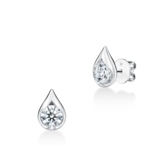 Hearts on Fire Lu Droplet Stud Earrings with .64ctw Diamonds in 18k White Gold