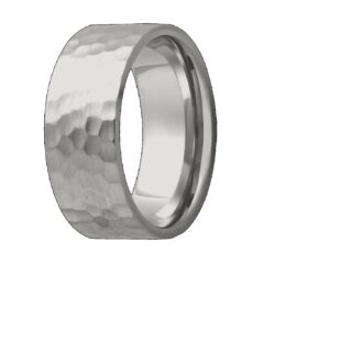 8mm Hand Forged Matte Cobalt Flat Wedding Band for Men