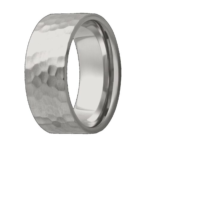 8mm Hand Forged Matte Cobalt Flat Wedding Band for Men